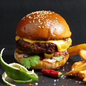 tex-mex burger school bus diner